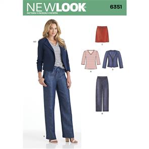 New Look Pattern 6351 Misses' Jacket, Pants, Skirt and Knit Top