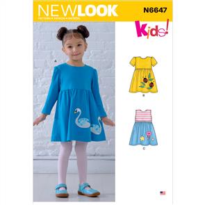 New Look Pattern 6647 Toddlers' Dresses with Appliques