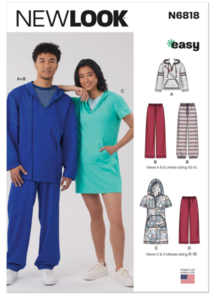 New Look Sewing Pattern Unisex Knit Hoodie and Pants and Misses' Knit Dress N6818