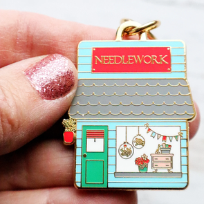 Flamingo Toes Enamel Charm - Needlework Shop Main Street
