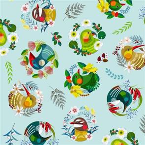 Nutex Fabrics - Feathered Friends - Allover Blue