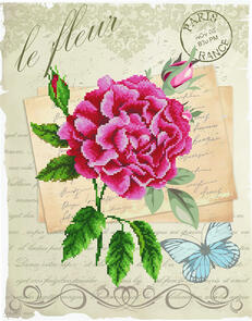 Needle Art World No-Count Cross Stitch Kit - Rose Bloom