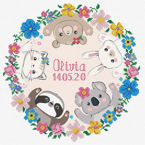 Needle Art World No-Count Cross Stitch Kit - Sweet Baby Birth Sampler