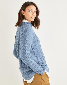 Sirdar Women’s All-over Cable Drop-Sleeve Sweater in  Haworth Tweed