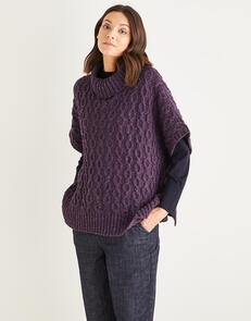 Sirdar Women’s Cabled Roll Neck Poncho - Knitting Kit / Pattern