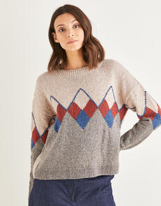 Sirdar Women’s Intarsia Argyll Sweater - Knitting Kit / Pattern
