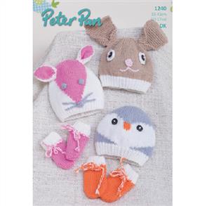 Peter Pan P1240 - Animal Hats & Mittens - Knitting Pattern