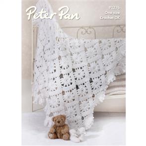 Peter Pan Pattern P1276 Crochet Shawl and Bootees