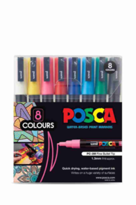 Uni Posca 0.9-1.3mm 8 Pack  - Assorted