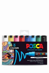Uni Posca 4.5-5.5mm Bold Bullet 8 Pack - Assorted