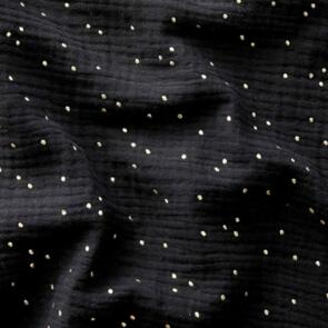 Domotex Double Gauze Glitter 100% Cotton - 130gsm Black with Spots