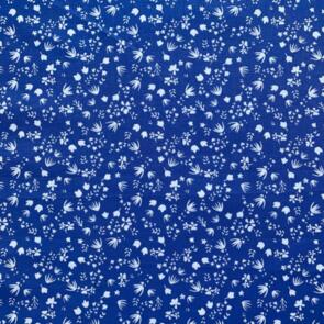 Domotex 100% Cotton - 115gsm Cobalt & White Floral