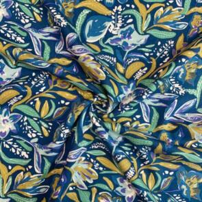Domotex 100% Viscose - 125gsm Blue Foliage