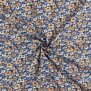 Domotex 100% Cotton - 115gsm Blue & Beige Flowers