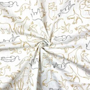 Domotex 100% Cotton - 115gsm Animal Line Drawing