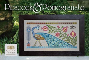 Cottage Garden Samplings Cross Stitch Pattern - Peacock & Pomegranate