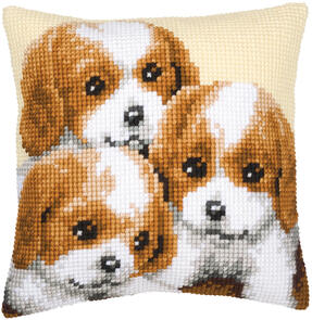 Vervaco Cross Stitch Cushion Kit - 3 Puppies