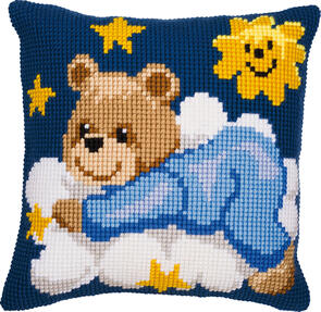 Vervaco Cross Stitch Cushion Kit - Blue bear on a cloud