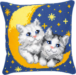 Vervaco Cross Stitch Cushion Kit - Cats on the moon