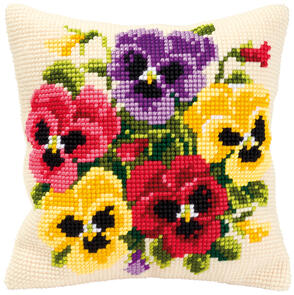 Vervaco Cross Stitch Cushion Kit - Pansy posy #1