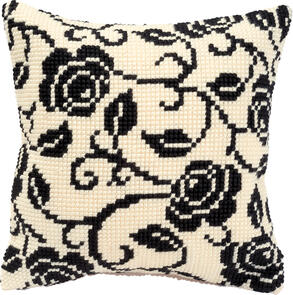 Vervaco Cross Stitch Cushion Kit - Black rose