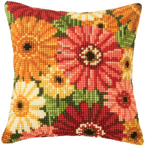 Vervaco Cross Stitch Cushion Kit - Summer flowers