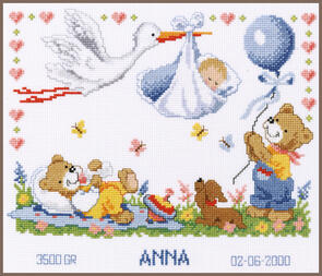 Vervaco Cross Stitch Kit - Stork brings baby
