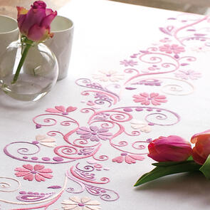 Vervaco Embroidery Table Runner Kit - Pink and Purple Phantasy
