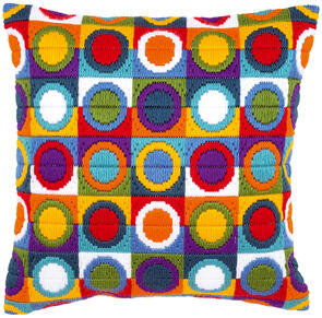 Vervaco Long Stitch Cushion Kit - Varicoloured circles