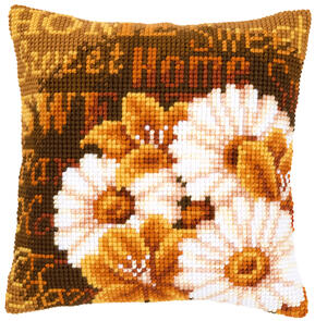 Vervaco Cross Stitch Cushion Kit - Modern daisies