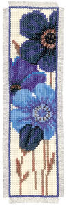 Vervaco Cross Stitch Bookmark Kit - Blue anemones