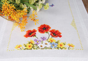 Vervaco Cross Stitch Table Runner Kit - Wild spring flowers