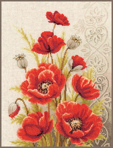 Vervaco Cross Stitch Kit - Poppies and swirls