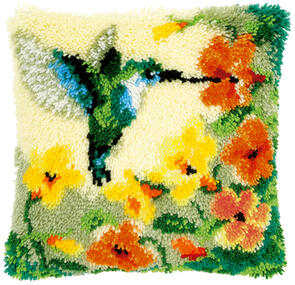 Vervaco Latch Hook Kit - Hummingbird and flowers