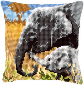 Vervaco Cross Stitch Cushion Kit - Elephant love