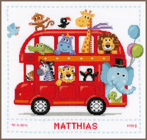 Vervaco Cross Stitch Kit - Safari bus