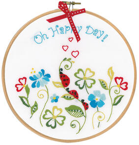 Vervaco Embroidery kit with ring Oh happy day