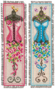 Vervaco Cross Stitch Bookmark Kit - Vintage mannequins set of 2