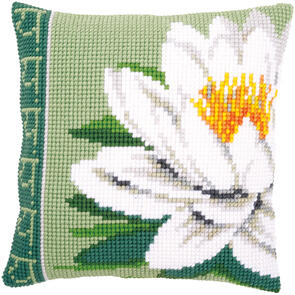 Vervaco Cross Stitch Cushion Kit - White lotus flower
