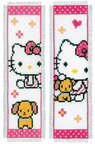 Vervaco Cross Stitch Bookmark Kit - Hello Kitty with dog set of 2