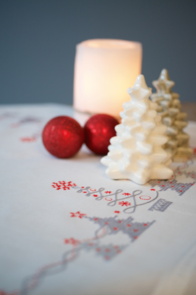 Vervaco Tablecloth Kit - Red & Grey Christmas Trees
