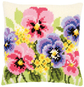 Vervaco Cross Stitch Cushion Kit - Violets