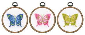 Vervaco Embroidery kit with ring Butterflies set of 3