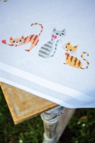 Vervaco Tablecloth Kit - Striped Cats