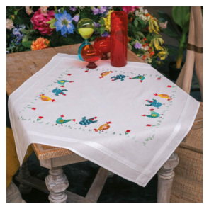 Vervaco Tablecloth Kit - Colourful Chickens