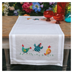 Vervaco Tabble Runner Kit - Colourful Chickens