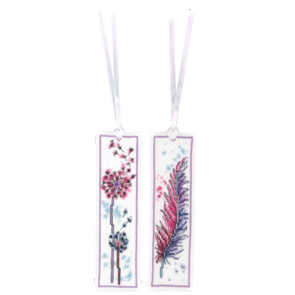 Vervaco Bookmark Kit Feather and Fluff Flower Set of 2