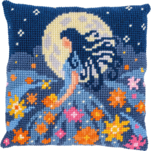 Vervaco Cross Stitch Cushion Kit Girl With The Moon
