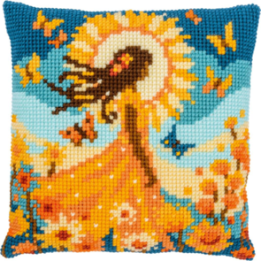Vervaco Cross Stitch Cushion Kit Girl With The Sun