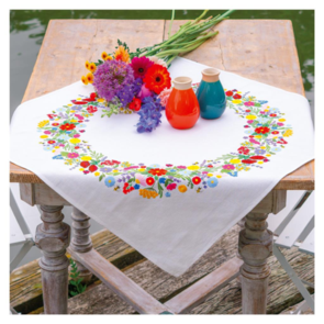 Vervaco Tablecloth Kit - Colourful World of Flowers